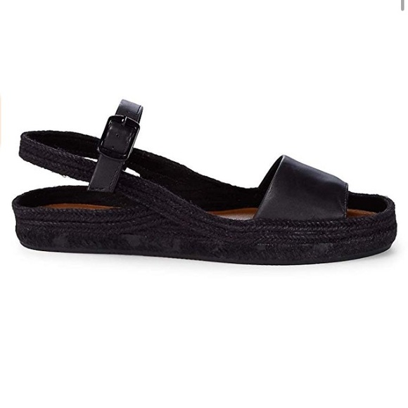 H Halston Sandra Leather Espadrilles Black - Picture 2 of 8